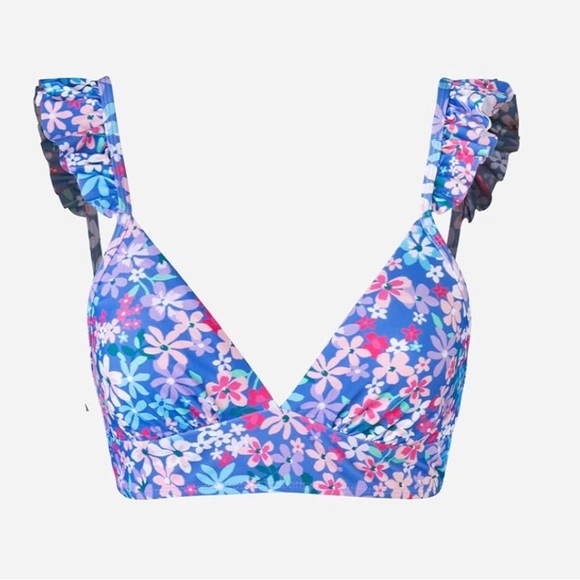 Cupshe Floral Blue and Pink Women's bikini top sz S nwt, 013 - Picture 5 of 6